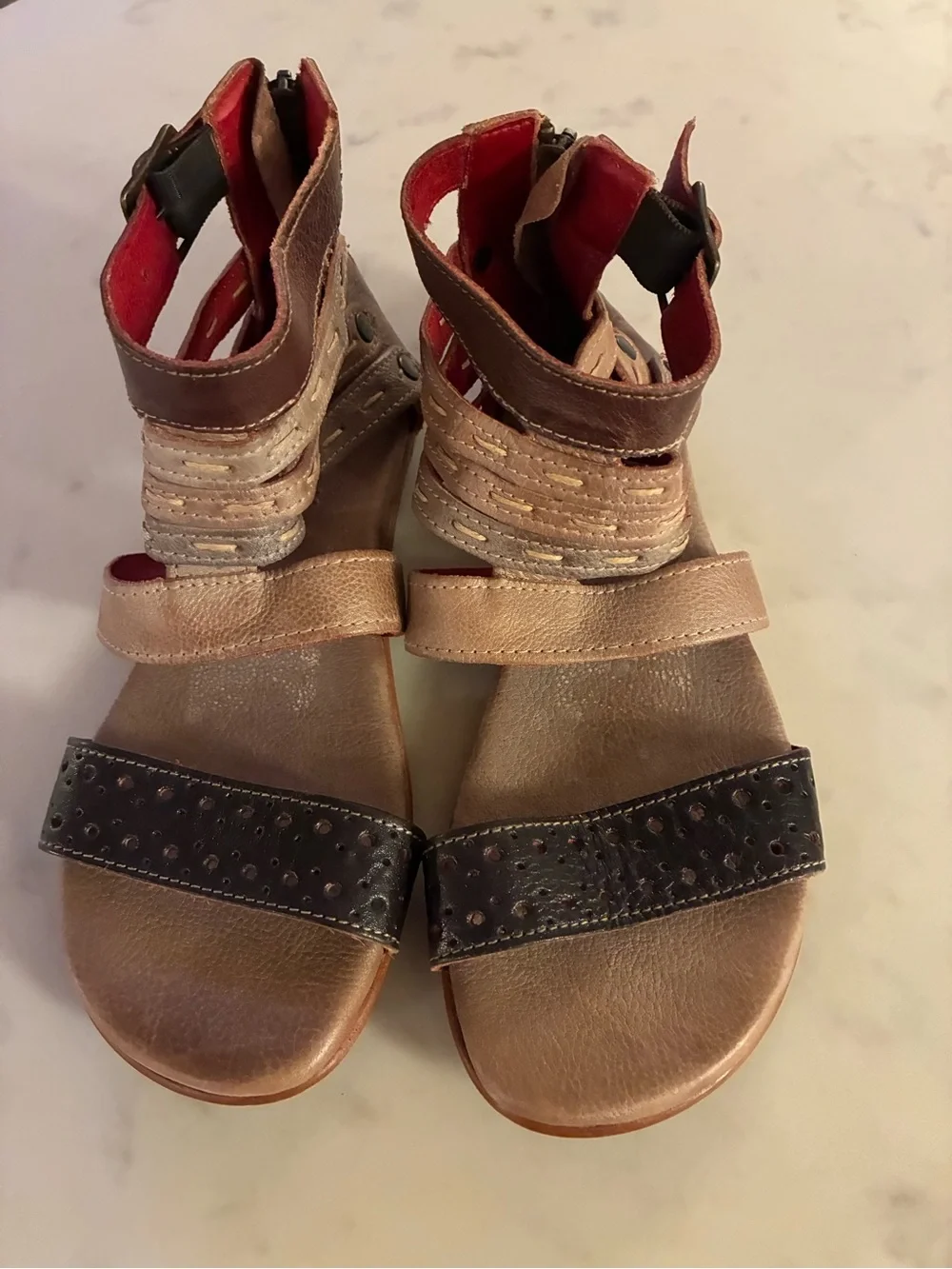 BED STU Artemis Starry Night Rustic Leather Sandals Size 7.5